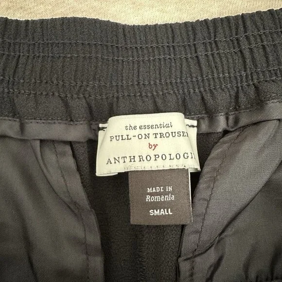 Anthropologie Women's Black Polyester Elastic Waist Ankle Pants Size S - Picture 7 of 12